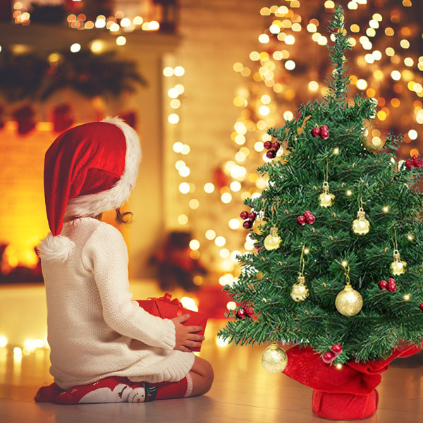 Bordsskiva julgran konstgjord mini julgran med LED slingor Desktop Ornaments Heminredning