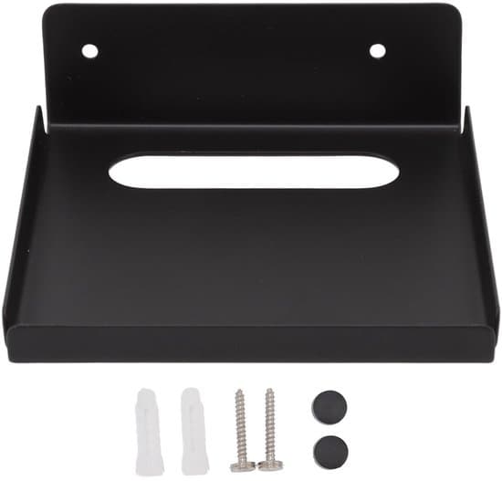 Black Compact L-shaped Projector Wall Shelf 11x12 cm, with Cable Cutout and Raised Edges, for Mini Projectors and Multimedia