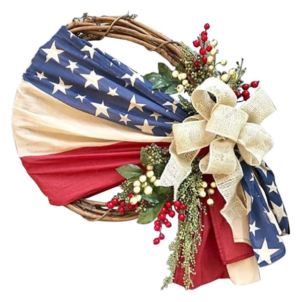 Ytterdörr 16 i Wreaths for Independence Day Memorial Patriotic and 4th of July Veterans Day American Floral Vines Garland Ornaments