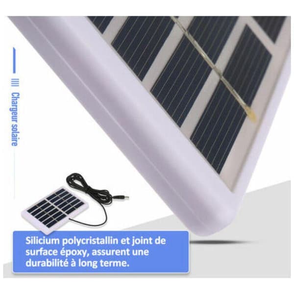 1.2W/6V Solarlader med 5521 DC-utgang, 3M kabel, batterilader, polykrystallinsk solcellepanel, 84130mm