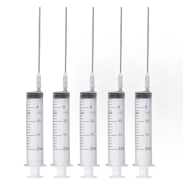 Inkjet Printer Ink Cartridge Ink Refill Tool 5 Pcs 20ml Syringe with 5 Pcs 10cm Flat Needle for Office