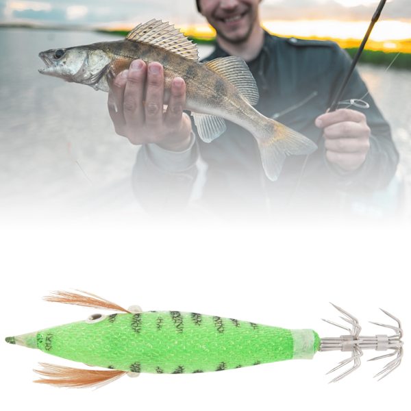 4 stk. Kunstige Simulerings ABS Fiske Agns Fiske Agns Dobbel Blekksprutkrok med Lysende Pinner Spor