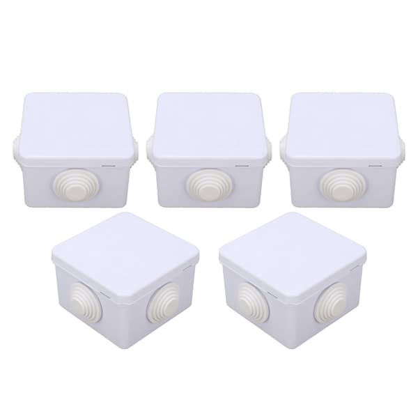 5-pack IP55 Waterproof Junction Box with Rubber Seals for Outdoor Electrical Connections