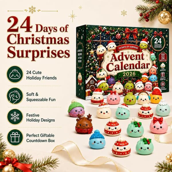 Squishy Advent Calendar 2026, 24 Soft Mini Figures for Christmas Countdown, Soft Squeezable Mini Toys for Daily Countdown Fun, Christmas Stocking Stuffers[LM]