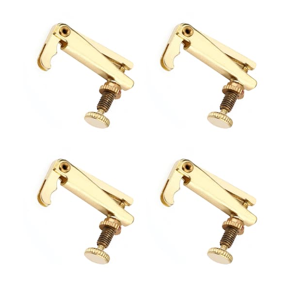 4pcs Durable Alloy Fine Tuners String Adjusters Replacement Parts for 3/4 4/4 Violin (Gold)