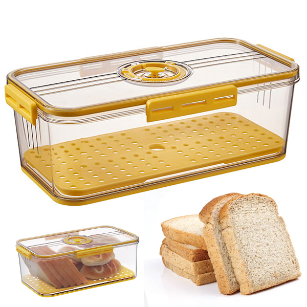 Brödbox för köksbänk, lufttät förvaringsbehållare för bröd, brödbehållare med lock för tidtagning, brödbehållare för hembakat bröd,