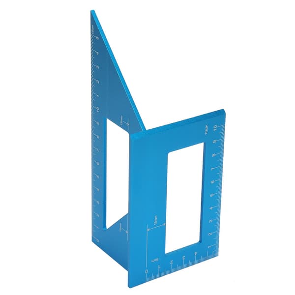 45/90 Degree Multifunctional Aluminum Alloy Angle Ruler, Marking Gauge, Woodworking Tool (Blue)