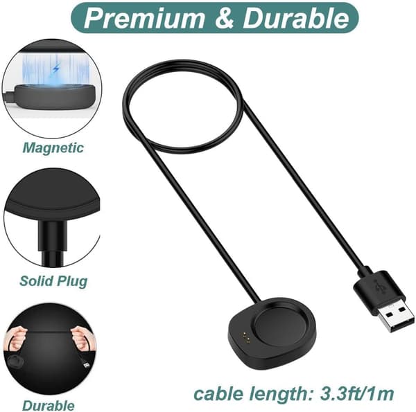 Includes 2 USB Chargers for Active 3/Active Max/T-Rex 3 Pro/T-Rex Ultra 2/Balance 2; and a Replacement Charging Cable for Amazfit Smartwatches...