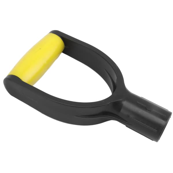 Shovel D-handle 32mm bore silicone coated reinforced replacement grip for digging and raking tools, yellow and black