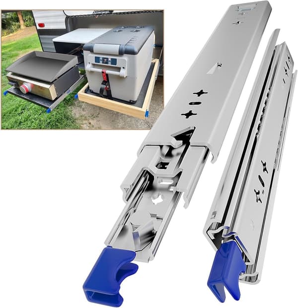 Heavy Duty 450mm Lockable Drawer Slides, 120kg Capacity for RVs, 1 Pair