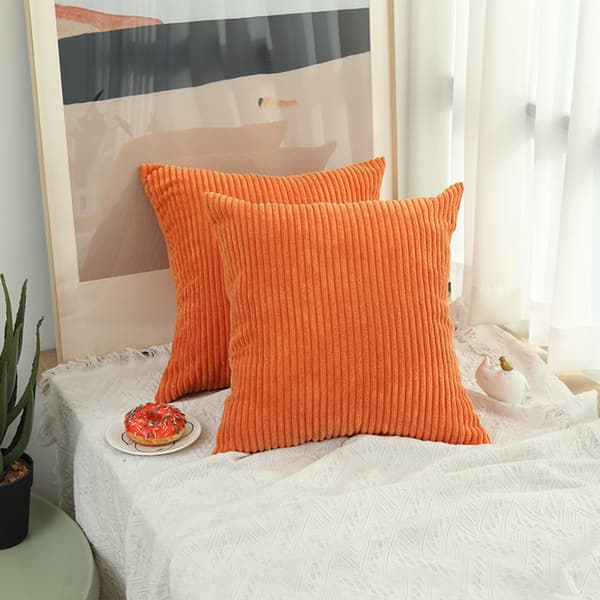 Two Square Decorative Pillowcases, Suitable for Bedding, Sofas, and Chairs, Warm Orange, 45 x 45 cm.