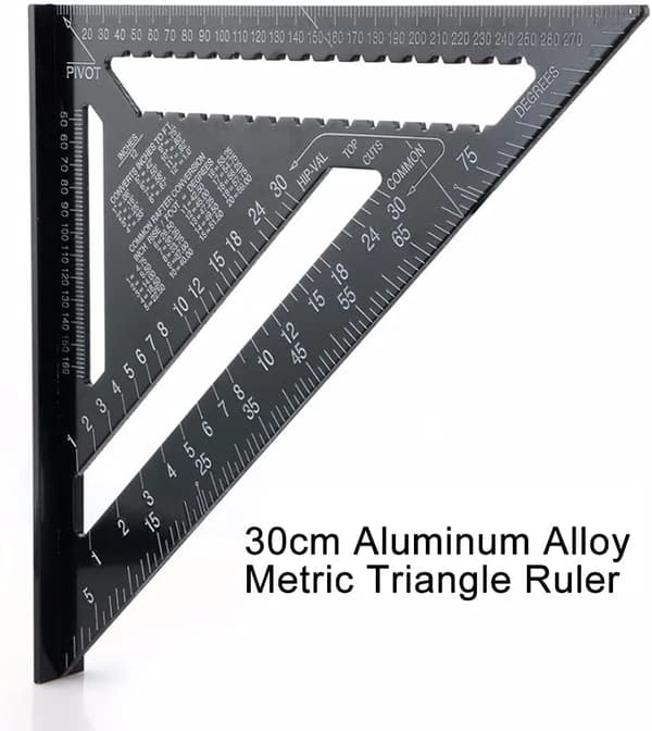 Professional Metric Square, Black, 30cm High Precision Woodworking Square, Woodworking Angle Gauge