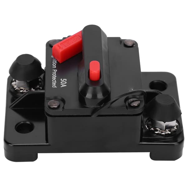Circuit Breaker Resettable Fuse Holder Copper Waterproof Automatic Breaker Red DC12‑42V50A