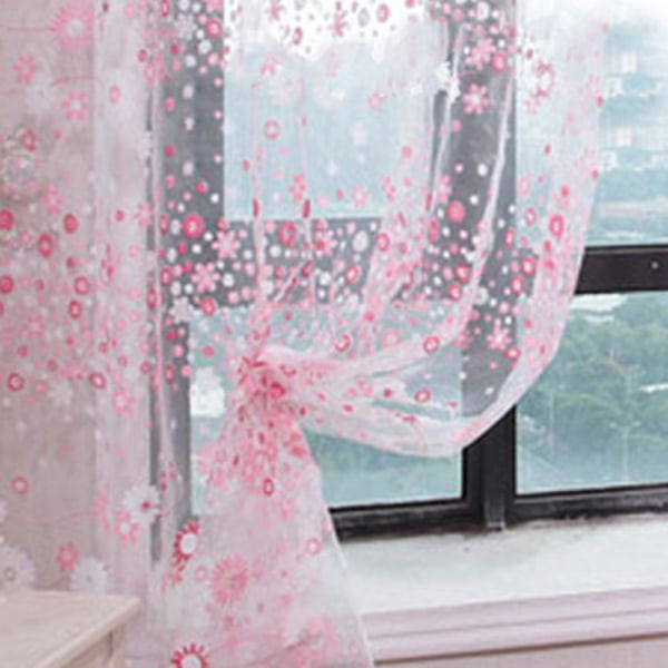Skir gardin Innovativ Elegant genomskinlig blommig voile draperier för vardagsrum Studierum Sovrum Rosa 100x270cm / 39,4x106,3in (slitstång)
