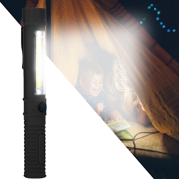 Bærbar Super Lys LED Lommelygte Pen Lys Magnetisk Arbejdslys Lommelygte med Klip Sort