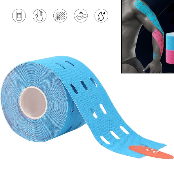 5cm*5m Perforeret Elastisk Klæbende Sportstape Muskel Taping Strapping Bandage Sort