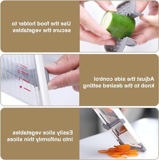 Adjustable Vegetable Slicer with Finger Guard, 3 Cutting Thicknesses for Onions, Tomatoes, and More in the Kitchen