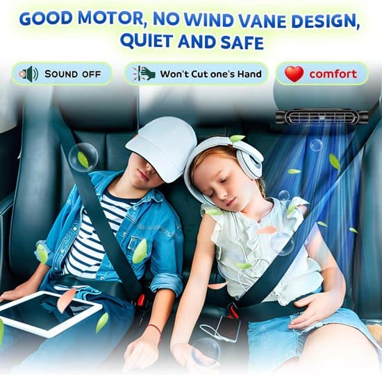 Car Seat Fan with Powerful Dual Turbines, Three Adjustable Speeds