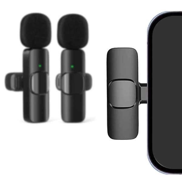2-pakning - Lavalier-mikrofon for mobil - Trådløs - USB-C