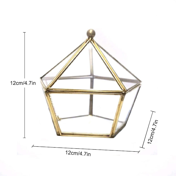 Geometrinen läpinäkyvä lasinen korurasia, lasikoriste, kodin tarvikkeet