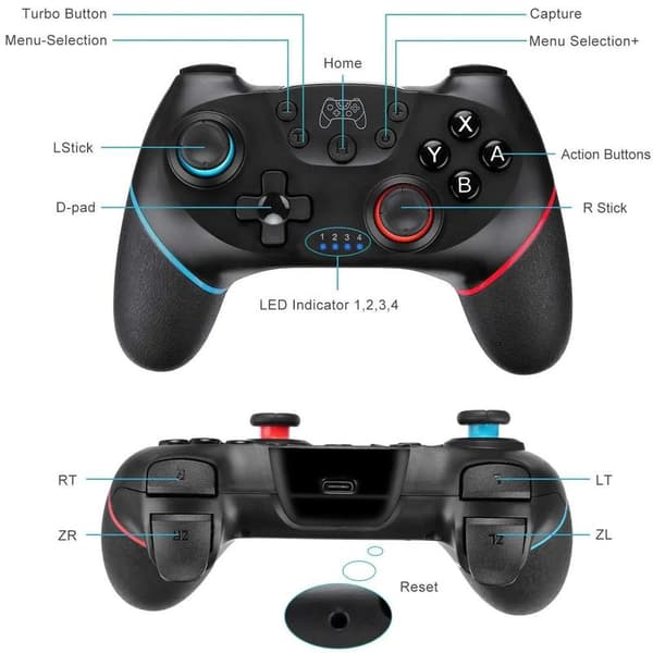 Trådløs håndkontroll kompatibel med Nintendo Switch Pro - Bluetooth