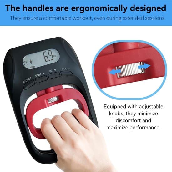 LCD 400lbs/180kg Hand Grip Strength Tester & Dynamometer with 19 Memory Settings for Home & Gym