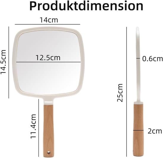 Small Wooden Shaving Mirror with Hanging Hole, Single-Sided Square White