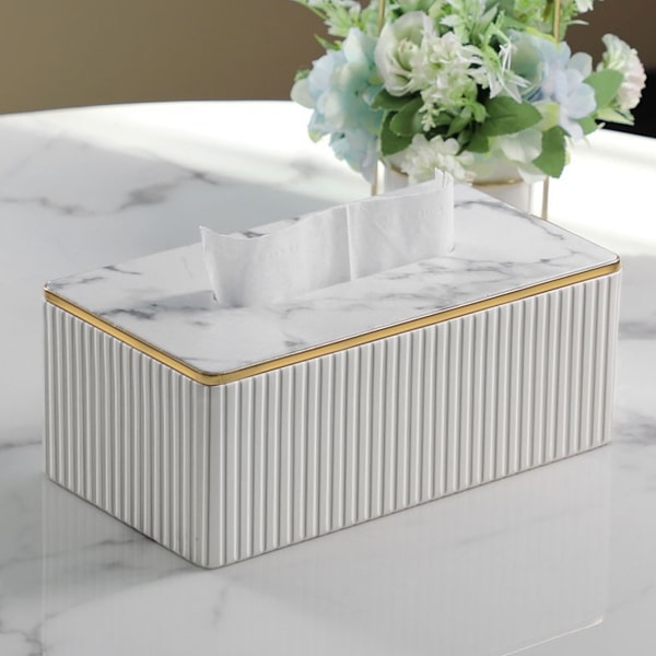 Rektangulär servettlådehållare i PU-läder, för Kleenex, servetter, servettlådeöverdrag rektangel