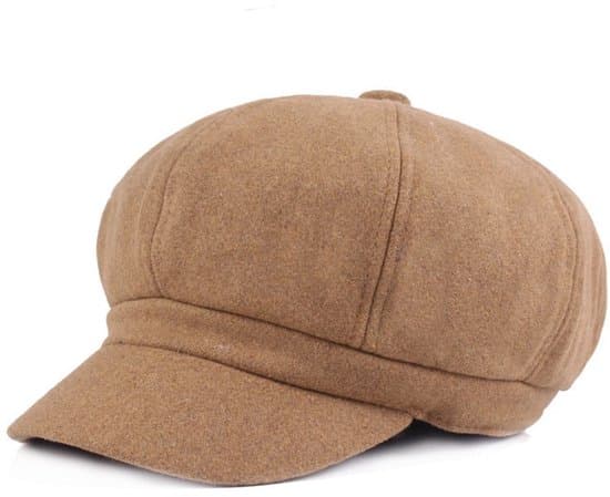 Damebasker - med brem - justerbar flat topp - ensfarget - Brun