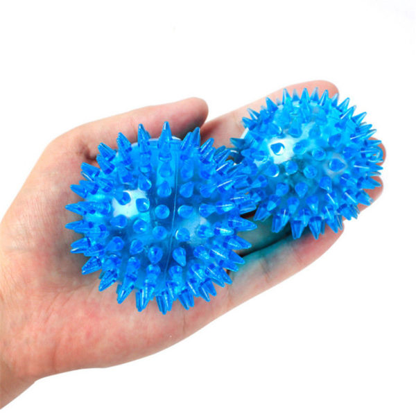 PVC Pet Hund Valp LED-boll Lyser Blinkande Leksak Jagar Bounce Spiky Ball
