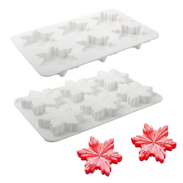 Silikonformset om 2 (12 hålrum) - snöflinga - livsmedelssäker - vit