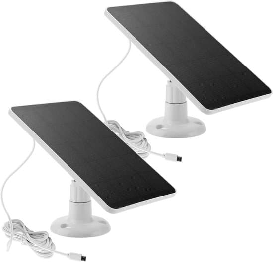 2-pack solar panel for camera, 5W camera solar panel compatible with Spotlight Cam Battery/Stick Up Cam Battery, IP65 waterproof, 3m cable, 360°
