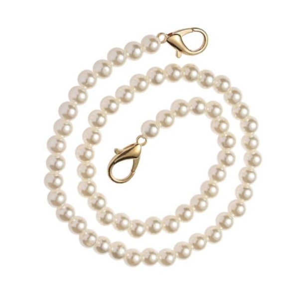 Pearl Bag Chain Slitbeständig DIY Pearl Bead Purse Chain för handväska Kedjor Tillbehör 60cm / 23.6in Vit