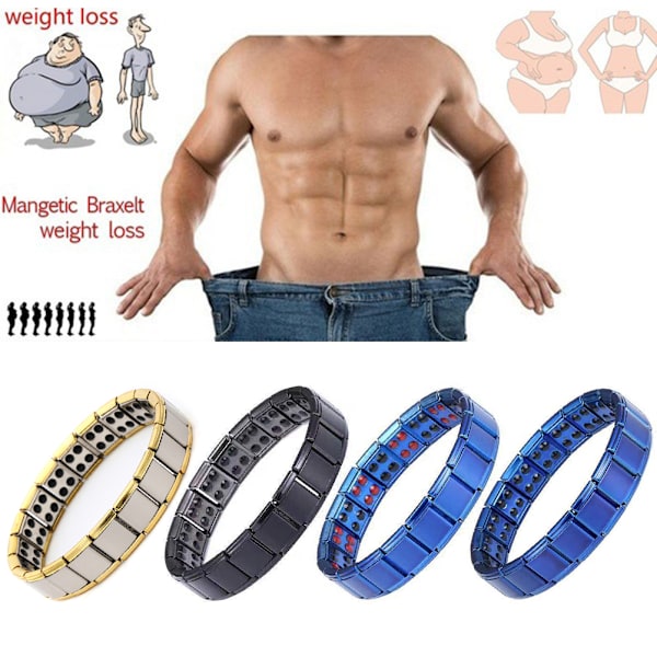 Magnetiska armband för män i titanstål, kroppsslankande armband, dubbla rader med starka magneter, armband för hälsovård