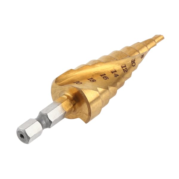 1 pc High Speed Steel Titanium Coated Step Drill Spiral Flute Hex Shank Power Tool 4-20 mm