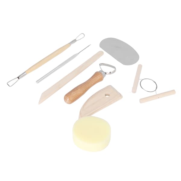 Ceramic Tool Set 8-Pack Double-Sided Wooden Handle Clay Sculpting and Carving Kit for Shaping