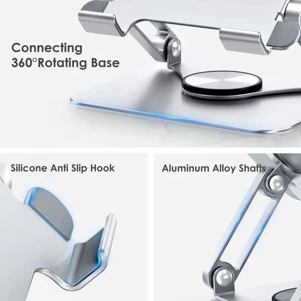 iPad-stativ, 360° roterbart sammenleggbart stativ - Solid aluminium - Flere vinkler