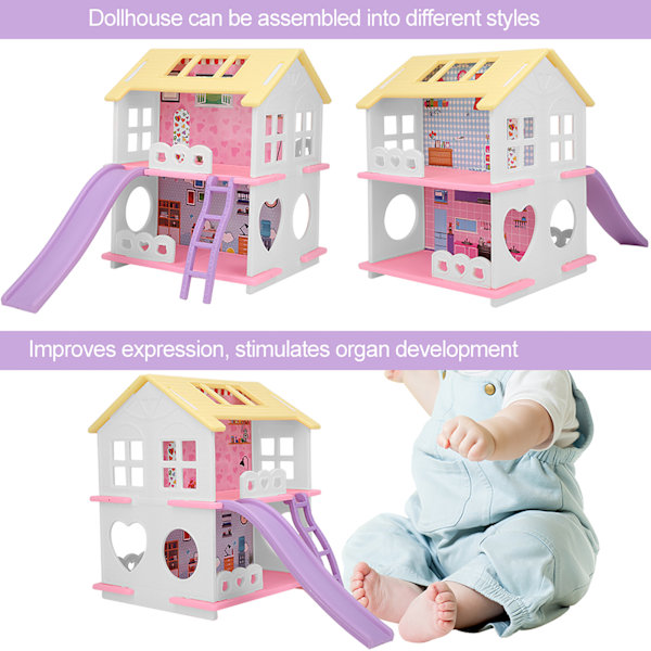 Miniatyrdockhus Leksaker DIY Barn Montera Dockhus Bebisleksak Pojke Flickor PresentA Stil