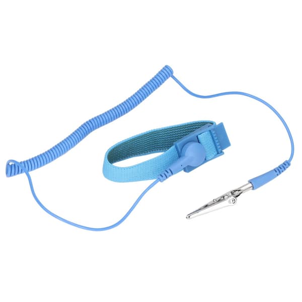 Blue Adjustable Reusable ESD Wrist Strap - Static Resistant Bracelet for Electronic Equipment