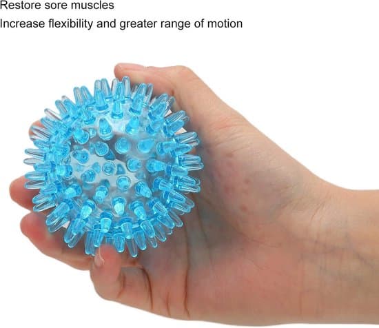 Plus - Massagebolde til stresslindring og muskelgenopretning (blå, 7 cm) med hul blød zoneterapi