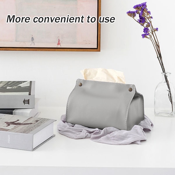 Vævæskeskrin Dækning Rektangel, Ensfarvet Vævæskeskrin Dækning, PU Læder Vævæskeskrin Dækning Holder, Dekorativ Organizer, 7.7X5.2X4.72