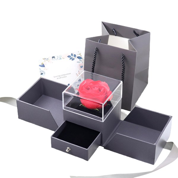 Eternal Rose Gift Box Vacker smyckeskrin Blommor Rose Box för kvinnor Födelsedagspresent