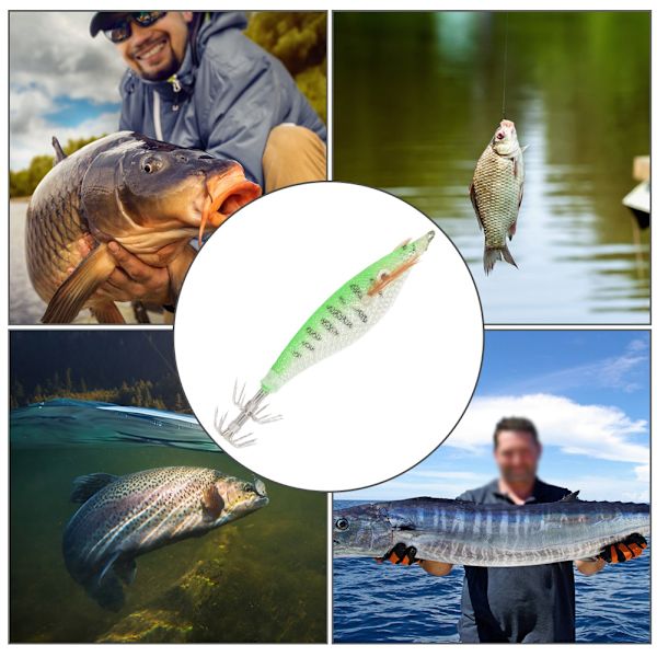4 stk. Kunstige Simulerings ABS Fiske Agns Fiske Agns Dobbel Blekksprutkrok med Lysende Pinner Spor