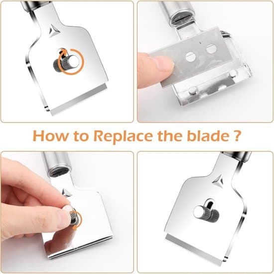 Glass Scraper (including 10 replacement blades) - Stainless Steel Ceramic Hob Scraper - for Cleaning Ovens - Induction Hobs - Cooktops
