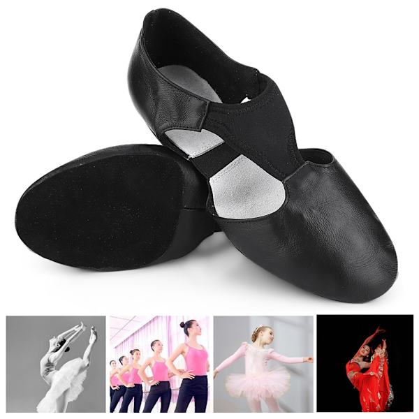 1 par PU-läder Jazz Ballroom Black Dance Shoes Vuxna Flickor Barn Dans Sko(39)