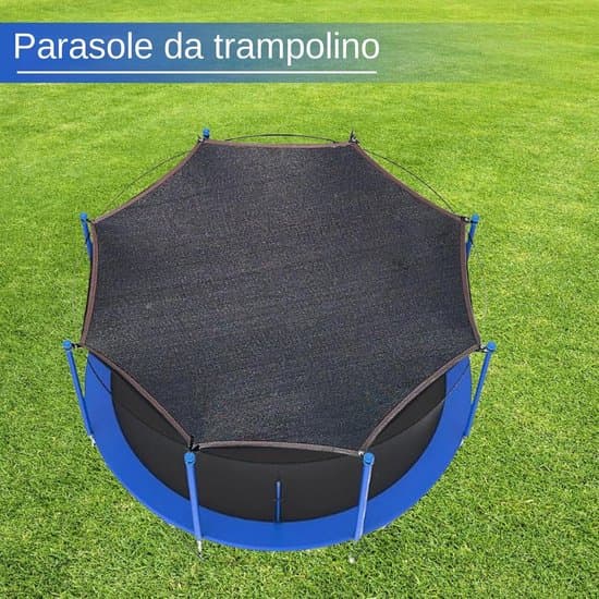 10ft Trampolin Solsejl - UV-resistent Kaleche - Udendørs Leg - Vandtæt Materiale - Passer til 8 Stænger - Sort