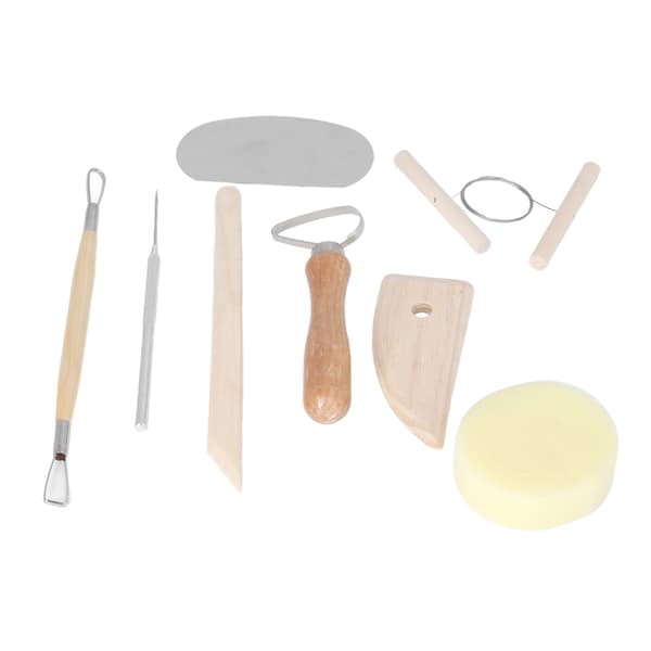Ceramic Tool Set 8-Pack Double-Sided Wooden Handle Clay Sculpting and Carving Kit for Shaping
