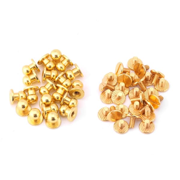 Solid Copper Rivets - 20 Pcs Round Head Leather Accessories (10*8 mm, Gold)