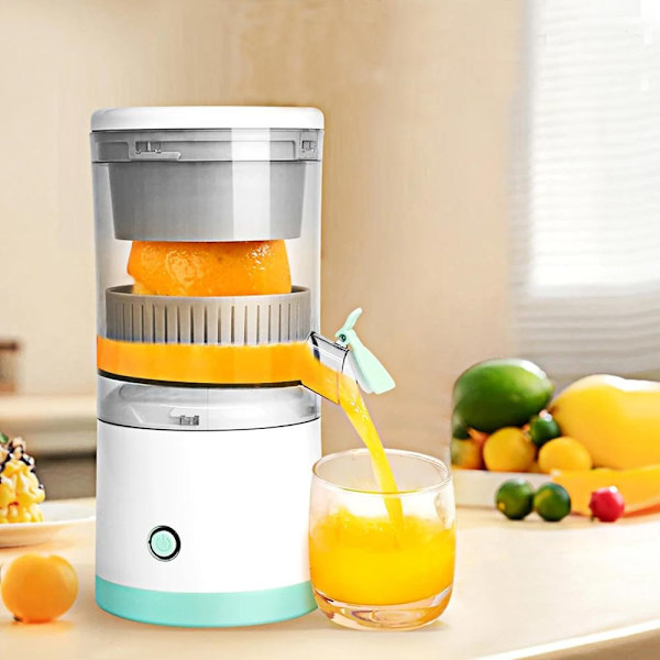 Elektrisk Saftpresser Genopladelig - Citrus Saftpresser Maskiner med USB Saftpresser til Appelsin, Citron, Grapefrugt