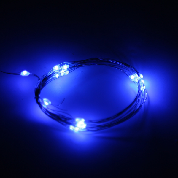 2m LED Kobbertråd Vakre DIY Lyslenker Hjem Utendørs Hage Hagegård Bryllup Dekor Blå